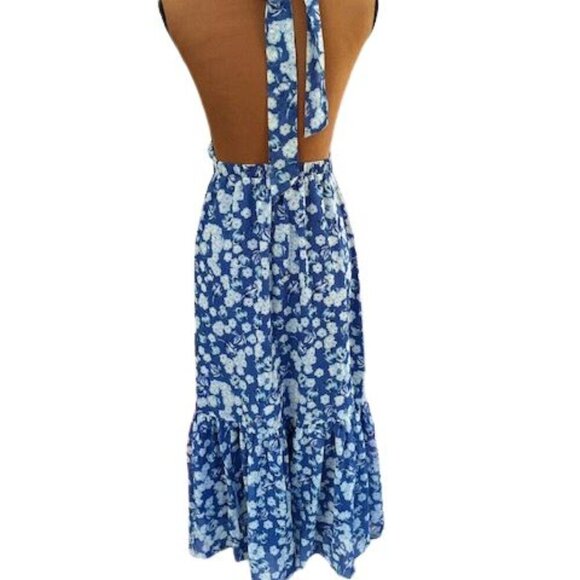 Chelsea 28 Blue Floral Halter Neck Maxi Dress – Size XL - NWOT - Picture 7 of 7